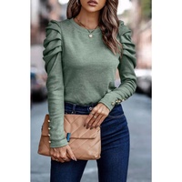 Azura Exchange Buttoned Puff Long Sleeve Sheath Top