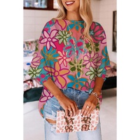 Azura Exchange Bracelet Sleeve Floral Print Blouse