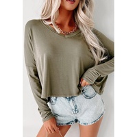 Azura Exchange Loose V Neck Dropped Sleeve Top