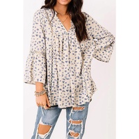 Azura Exchange Leopard Lace Trim Babydoll Blouse