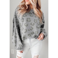 Azura Exchange Leopard Animal Print Drop Shoulder Casual Top