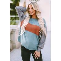 Azura Exchange Striped Bishop Sleeve Top