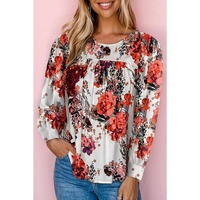 Azura Exchange Retro Floral Long Sleeve Blouse