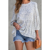 Azura Exchange Retro Floral Printed Puff Sleeve Blouse