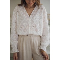Azura Exchange Exaggerated Silhouette White Lace Blouse with Hollow Outs