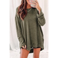 Azura Exchange Oversized Green Waffle Knit High Slits Top
