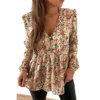 Azura Exchange Floral Ruffled Babydoll Blouse