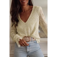 Azura Exchange Floret Lace V Neck Long Sleeve Blouse