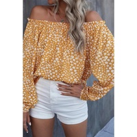 Azura Exchange Floral Print Off-shoulder Lantern Sleeve Blouse