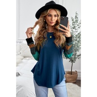 Azura Exchange Long Sleeve Navy Pullover Top