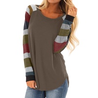 Azura Exchange Long Sleeves Brown Pullover Top