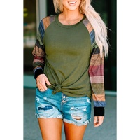 Azura Exchange Long Sleeves Green Pullover Top