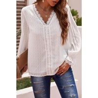Azura Exchange V-Neck Swiss Dot Lace Blouse
