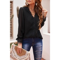 Azura Exchange V-Neck Swiss Dot Lace Blouse