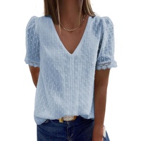 Azura Exchange Swiss Dot Lace V Neck Shirt