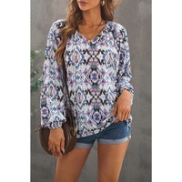 Azura Exchange Print Split Neck Blouse