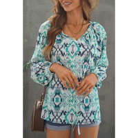 Azura Exchange Print Split Neck Blouse