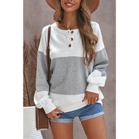Azura Exchange Colorblock Buttons Pullover Sweatshirt