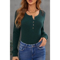 Azura Exchange Lace Back Buttoned Henley Top