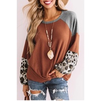 Azura Exchange Waffle Knit Orange Blouse with Twist Knot