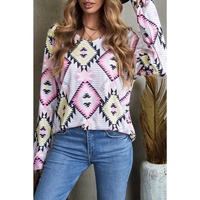 Azura Exchange Striped Aztec Print Long Sleeve Top