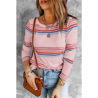 Azura Exchange Crew Neck Stripe Print Long Sleeve Top