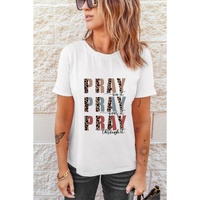 Azura Exchange Leopard Letter Print Short Sleeve T-shirt