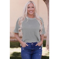 Azura Exchange Short Sleeve Waffle Knit Top