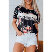 Azura Exchange Leopard Striped Floral T-Shirt