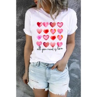 Azura Exchange Hearts Letter Print Short Sleeve T-shirt