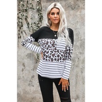 Azura Exchange Patchwork Striped Long Sleeve Top with Pocket