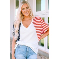 Azura Exchange Stars and Stripes V Neck Tee