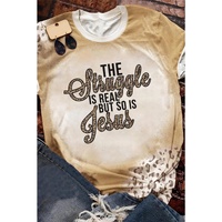 Azura Exchange Vintage Letter Leopard Tie Dye Print T-Shirt