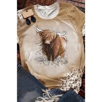 Azura Exchange Highland Cattle Leopard Print T-Shirt
