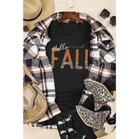 Azura Exchange Hello Fall Leopard Fun Graphic T Shirt