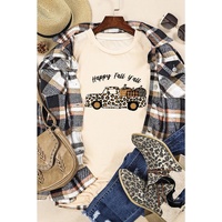 Azura Exchange Leopard Truck Pumpkin Graphic Tee - Khaki