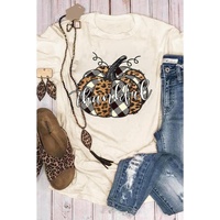 Azura Exchange Thankful Pumpkin Plaid Print Graphic Tee
