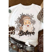 Azura Exchange Santa Claus Snowflake Print Crew Neck T-Shirt