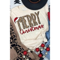 Azura Exchange MERRY Christmas Hat Print Crew Neck Graphic Tee