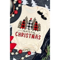 Azura Exchange Christmas Plaid Leopard Graphic Tee