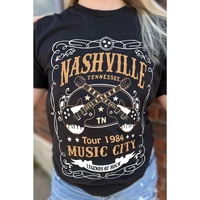 Azura Exchange NASHVILLE Letter Guitar Print Tee