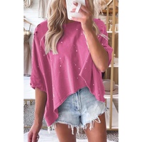 Azura Exchange Bleached Distressed Short Sleeve Top