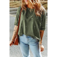 Azura Exchange Bleached Distressed Asymmetric Hem Top