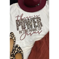 Azura Exchange Leopard Letter Graphic Tee with the Power of Jesus