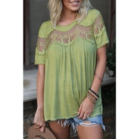 Azura Exchange Lace Trim Short Sleeve Top