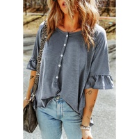 Azura Exchange Loose Fit Ruffled T-Shirt with Half Sleeves