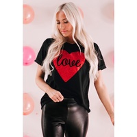 Azura Exchange Heart Shaped Glitter Print T-Shirt