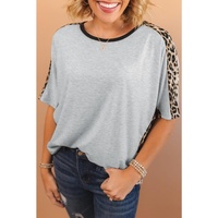 Azura Exchange Leopard Splicing O-neck Short Sleeve T Shirt