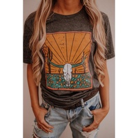 Azura Exchange Steer Skull Graphic Print T-Shirt