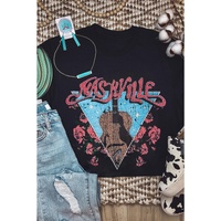 Azura Exchange Guitar Flower Letter Graphic Print T-Shirt